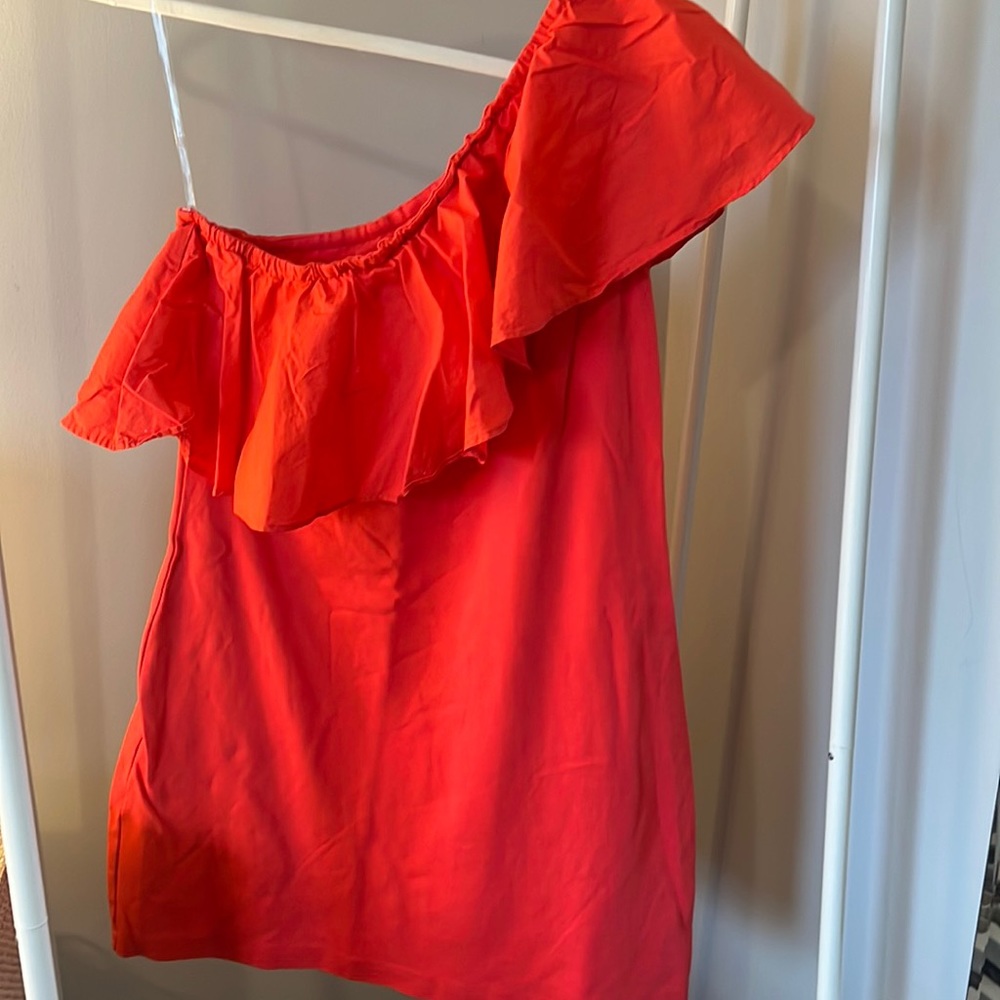 Red one shoulder dress